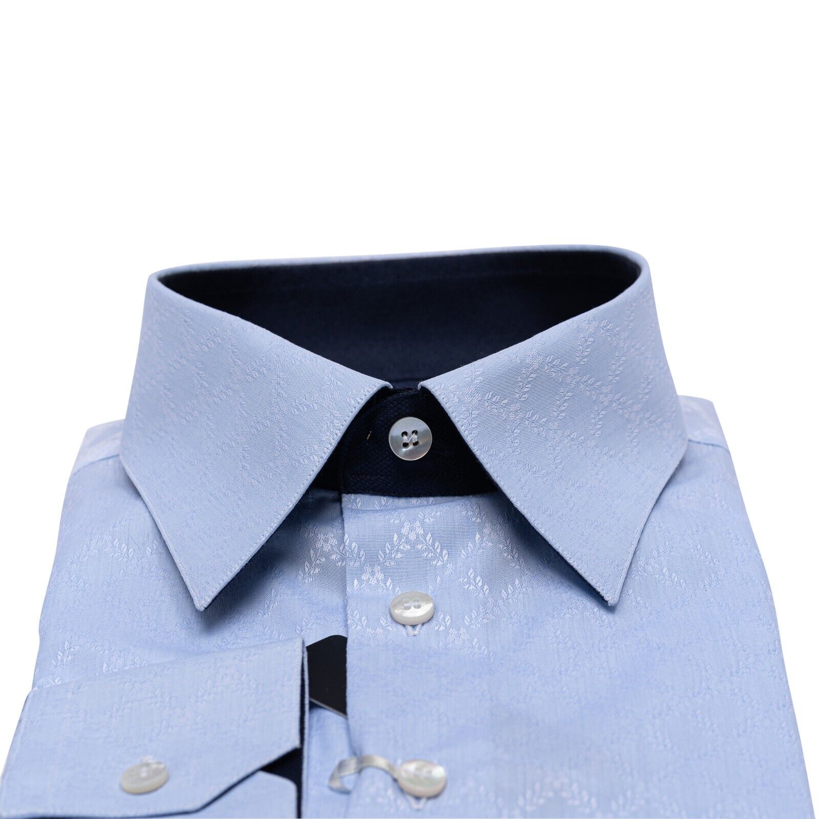690$ GERLIN x AVI ROSSINI Shirt Light Blue Jacquard ALUMO Cotton  BIJAN