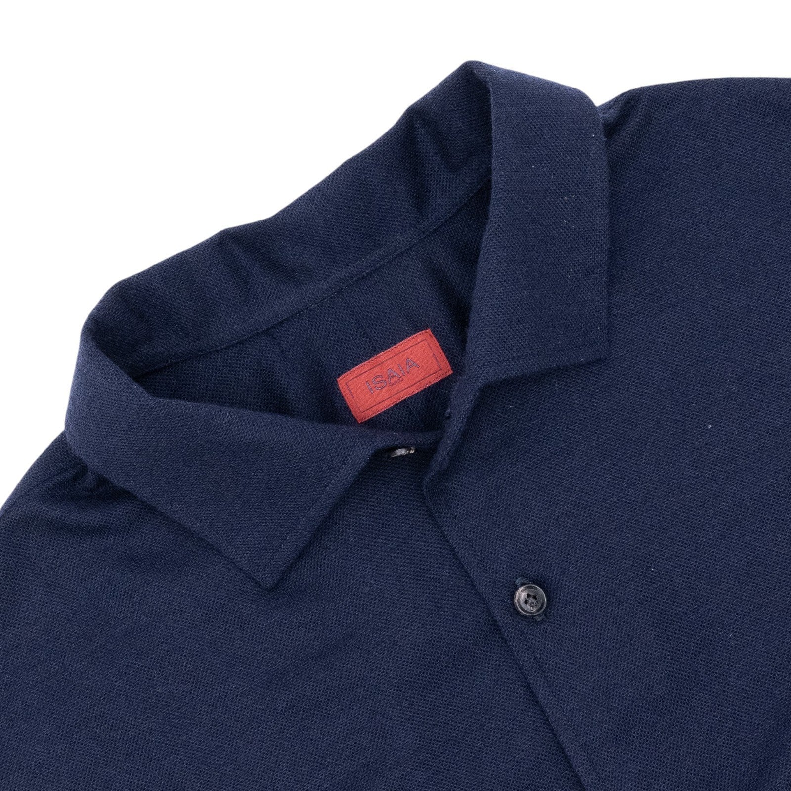 1350$ ISAIA NAPOLI Blue Hand-Sewn Shirt Short Sleeve Soft Wool  15.75 - 40
