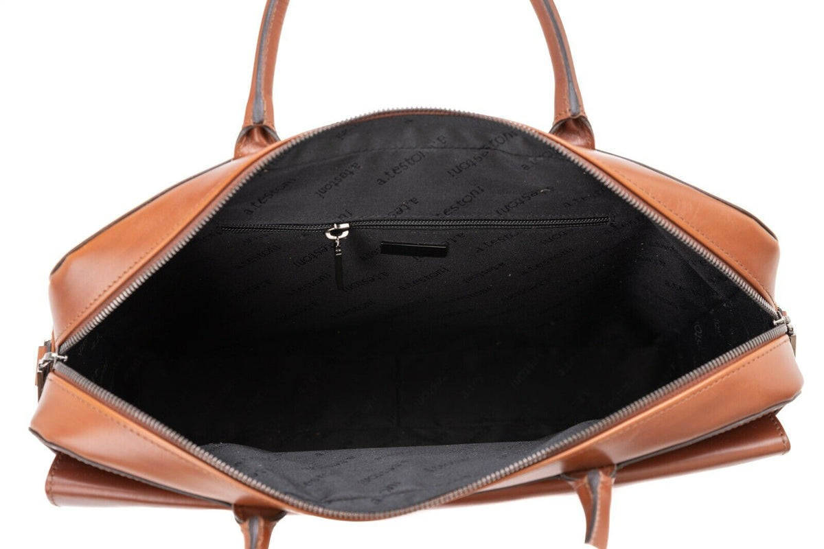 $1090 Testoni Bologna Caramel Briefcase PC Case Deluxe Antiqued Calf 