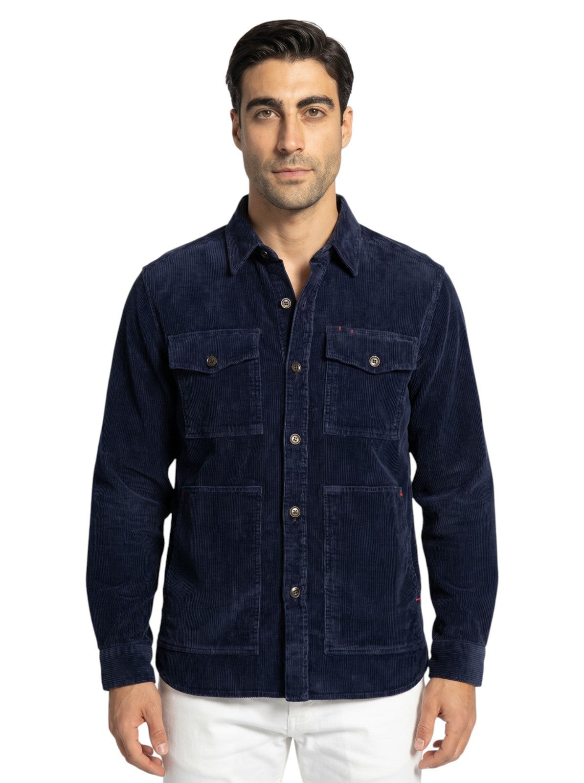 $1200 ISAIA NAPOLI Dark Blue Hand-Sewn Overshirt Jacket Corduroy Cotton Size XS