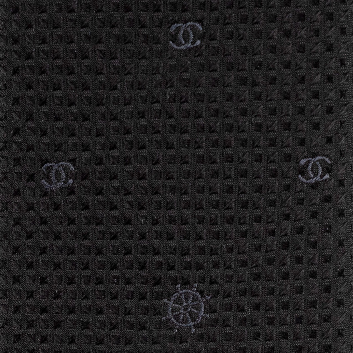 $300 CHANEL PARIS Midnight Blue Tie Jacquard 100% Silk  - Made in Italy