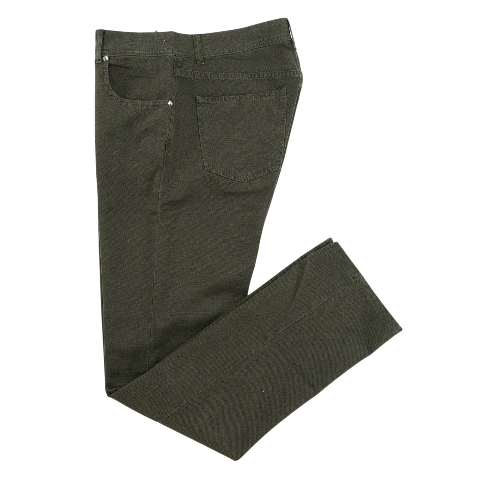 415$ LUIGI BORRELLI NAPOLI Dark Green Denim Jeans Pant Cotton 34 US / 50 EU