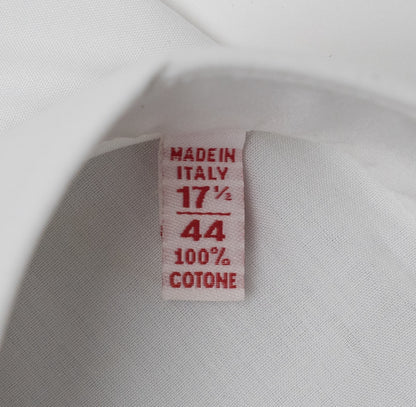 750$ ISAIA NAPOLI "Mix" Dress Shirt French Cuffs White Fine Cotton 17.5 - 44