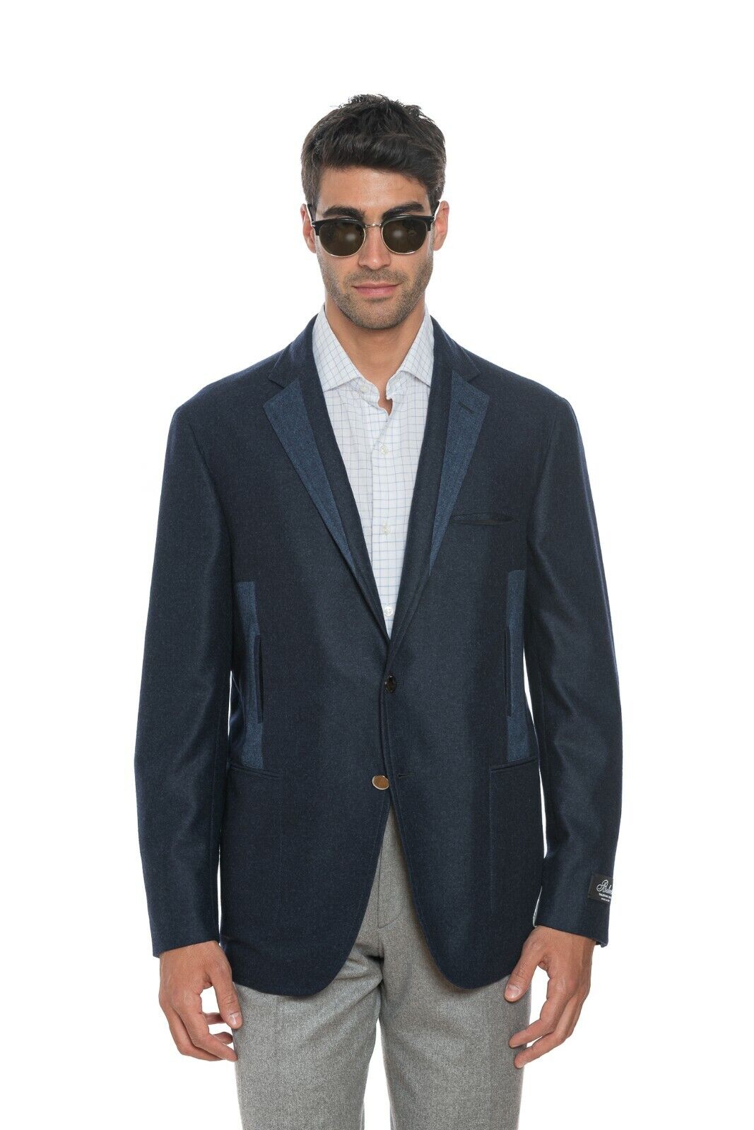 $2650 BELVEST Blue Blazer Jacket Flannel Wool 40 US / 50 EU 7R JACKETINTHEBOX