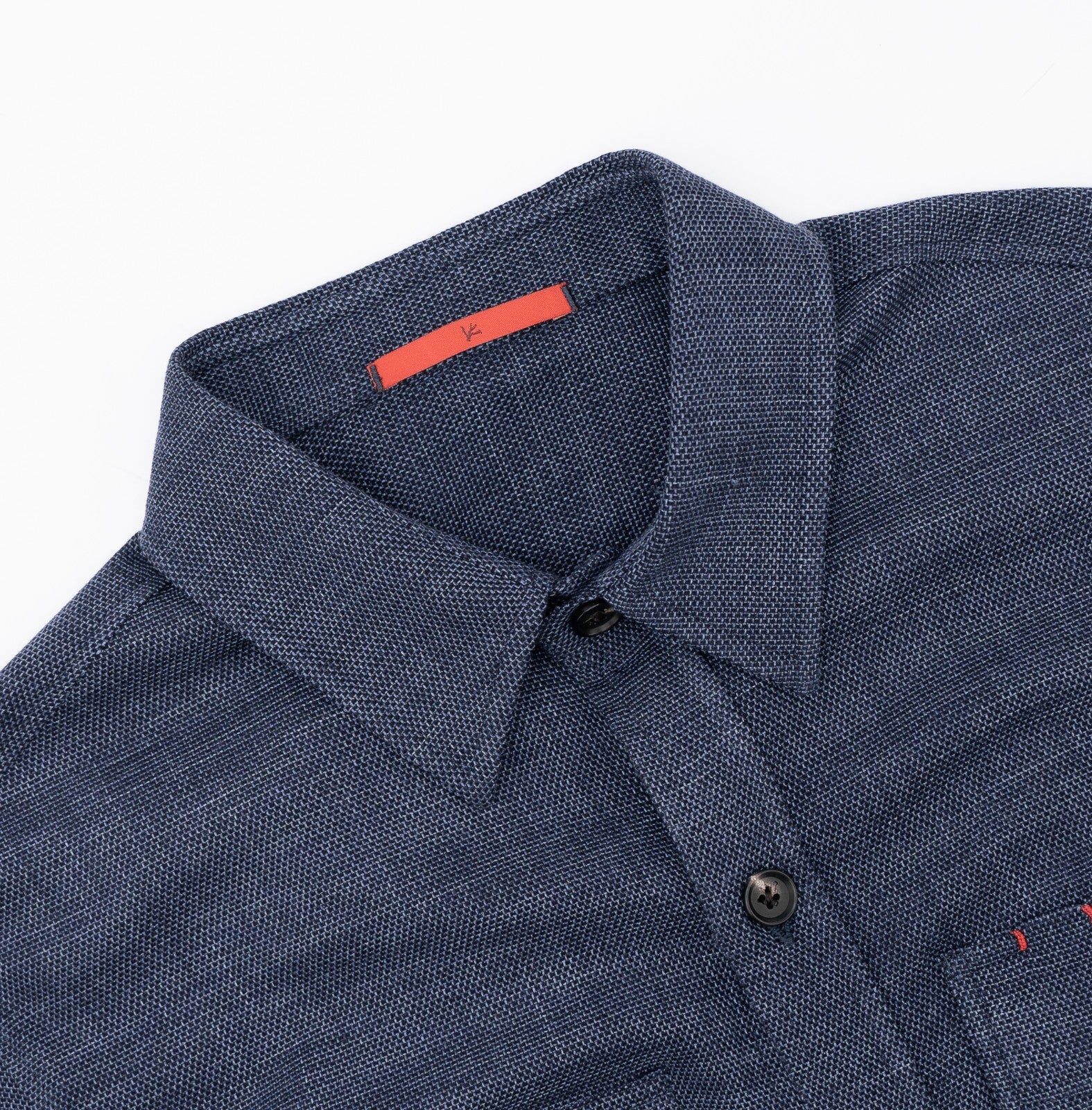 $1650 ISAIA "Comfort Project" Blue Hand-Sewn Overshirt Jacket Wool Silk Size L