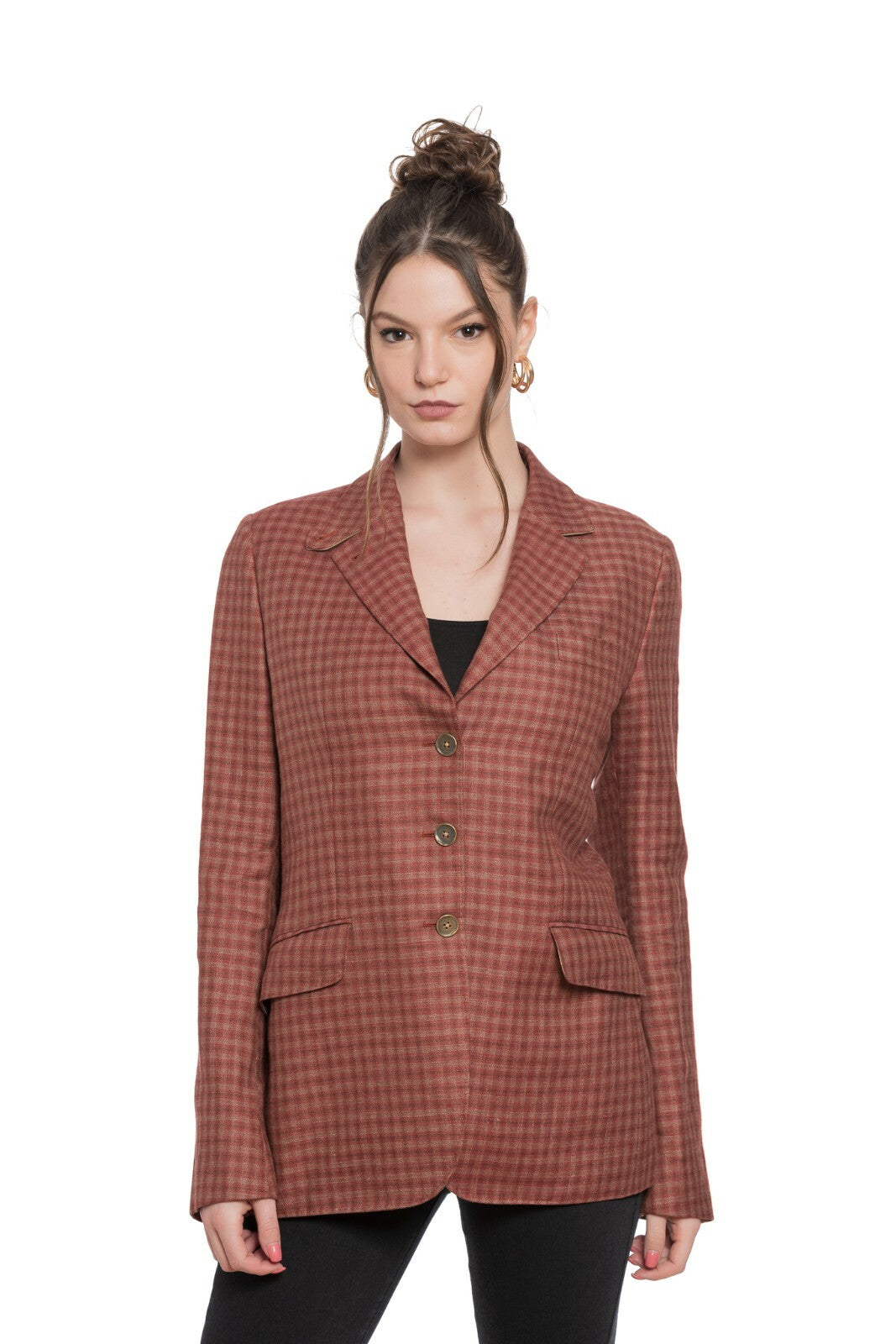 $2290 BELVEST Cashmere Linen Red / Beige Woman Jacket 44 IT / 8 US / 40 FR