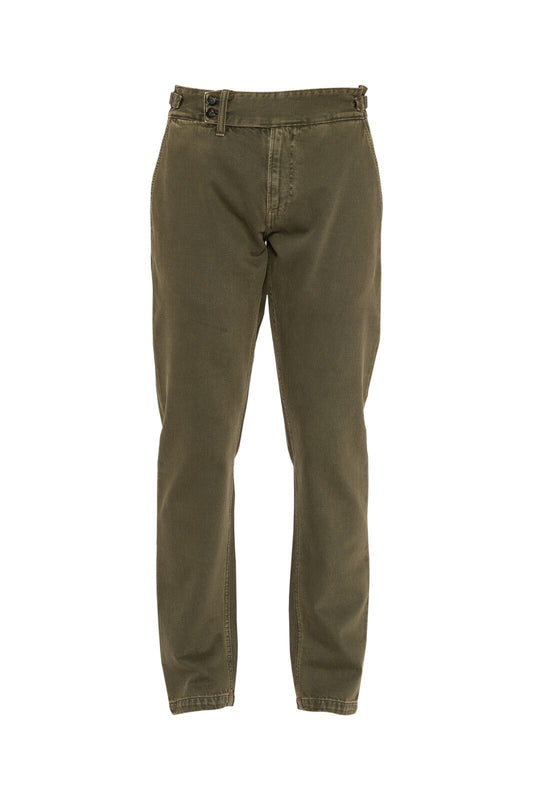 690$ ISAIA NAPOLI "CASALNUOVO" Trouser Green Denim Jeans Pant Drill Dyed Cotton