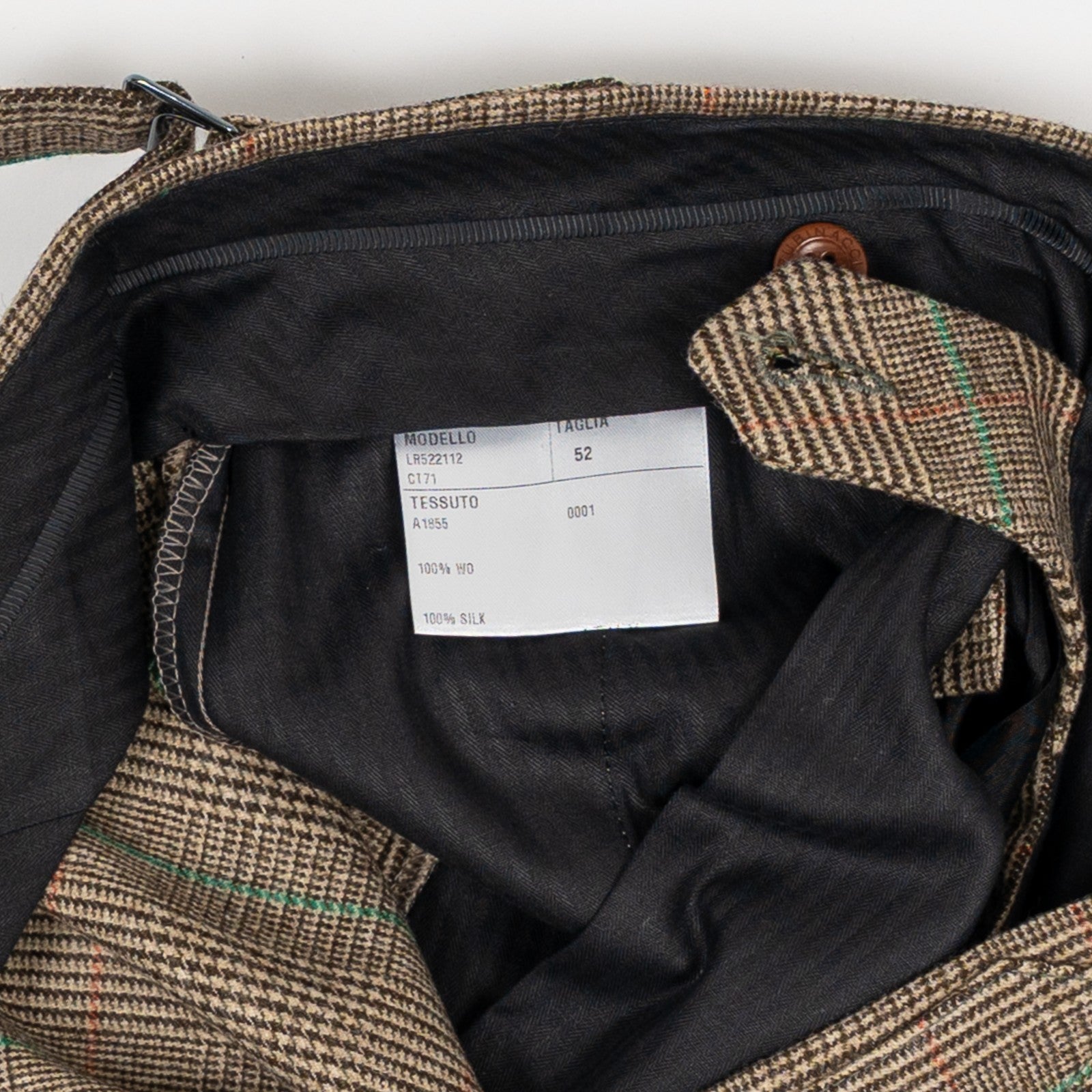 670$ RUBINACCI NAPOLI Brown Checks Dress Pant Flannel Wool 36 US / 52 EU