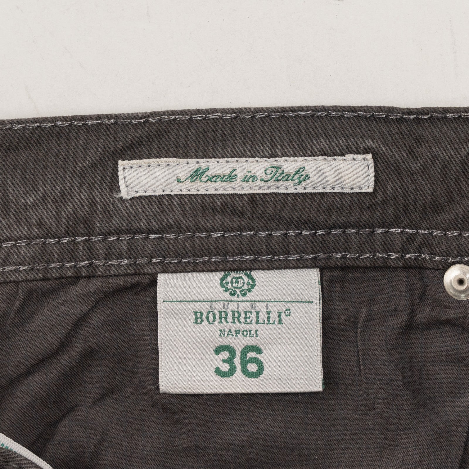 415$ LUIGI BORRELLI NAPOLI Washed Dark Brown Denim Jeans Cotton 36 US / 52 EU