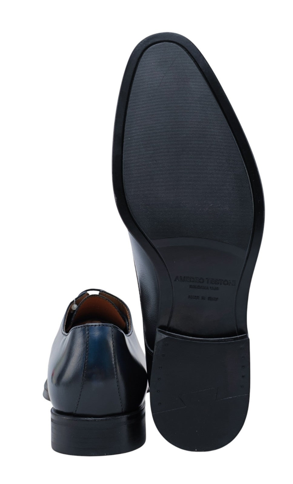 1200$ TESTONI "Salerno" Blue Navy Derby Shoes Brushed Calf 8 UK / 9 US / 42 IT