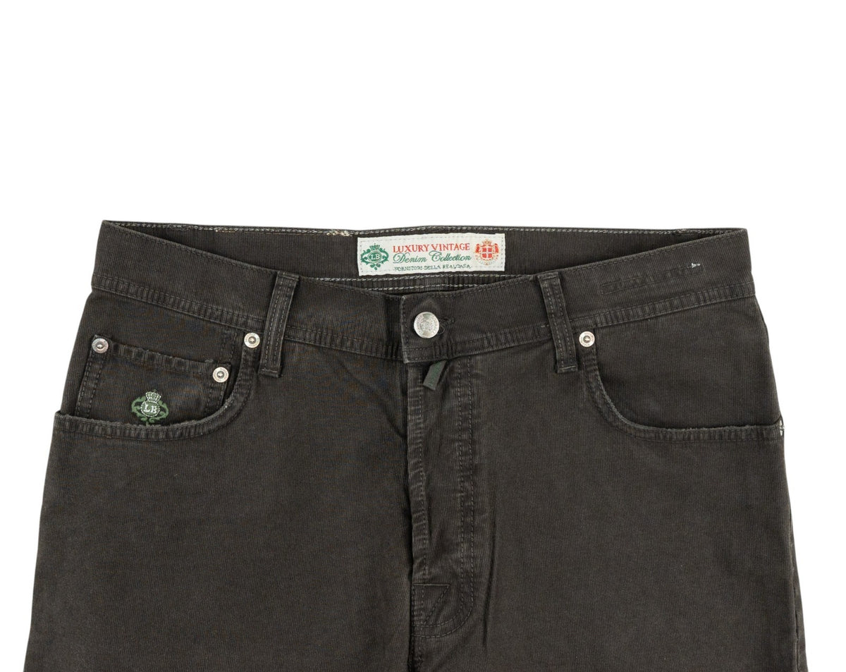 415$ LUIGI BORRELLI NAPOLI Dark Brown Denim Jeans Pant Cotton 33 US / 49EU