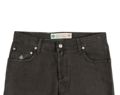 415$ LUIGI BORRELLI NAPOLI Dark Brown Denim Jeans Pant Cotton 33 US / 49EU