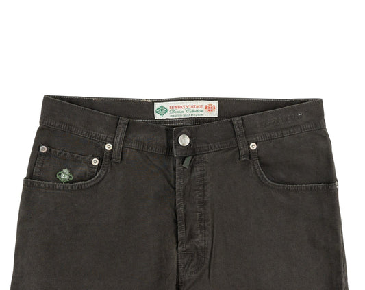 415$ LUIGI BORRELLI NAPOLI Dark Brown Denim Jeans Pant Cotton 33 US / 49EU