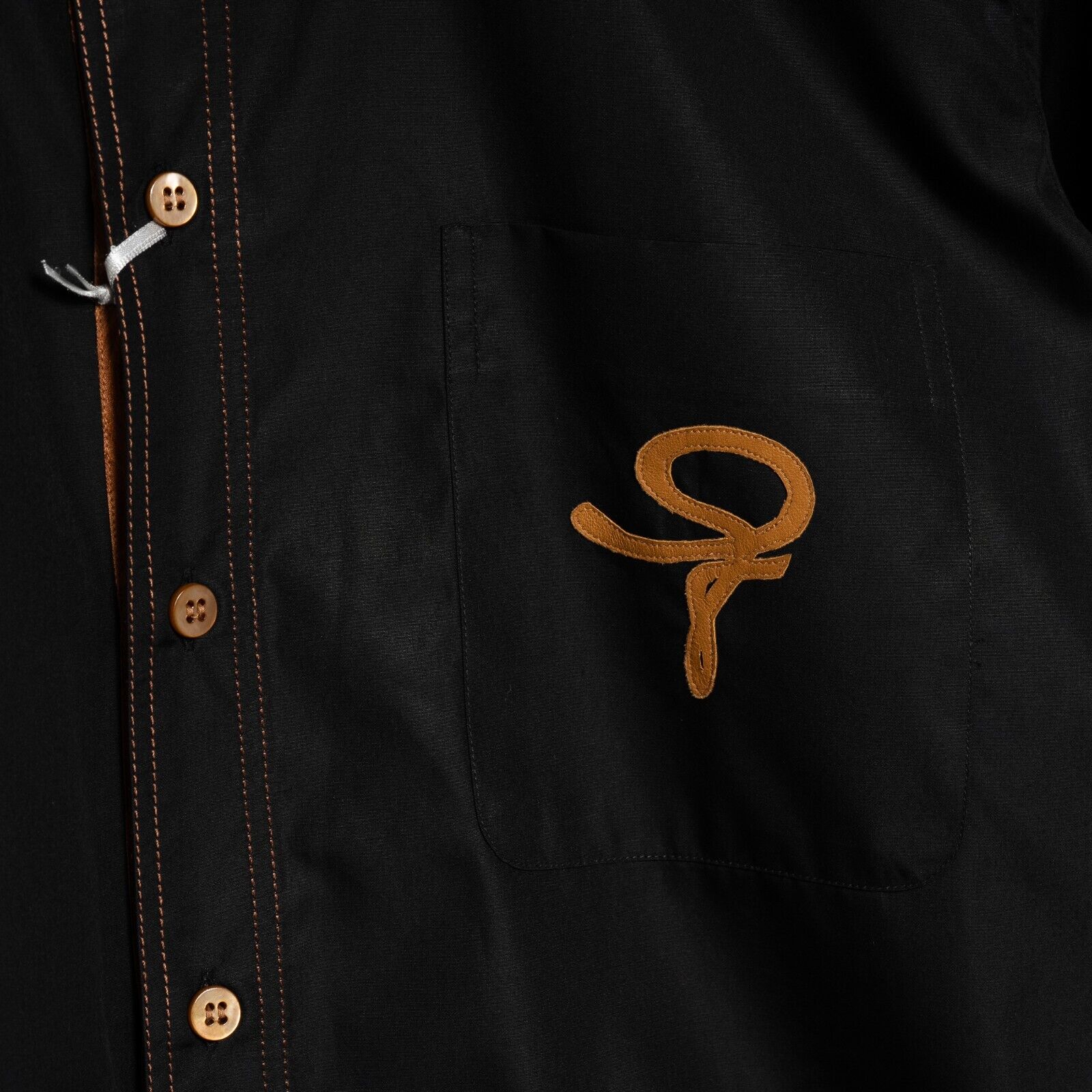 1200$ LUXURY GERLIN Shirt Black Cotton  / Silk / Leather  16- 41  BIJAN