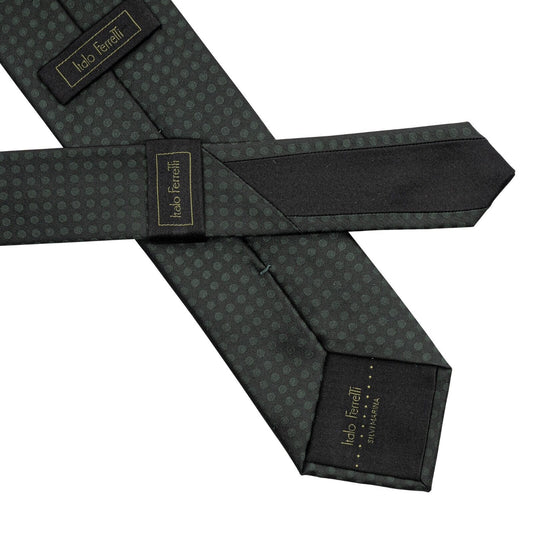 $290 ITALO FERRETTI Tie Green Polka Dot 100% Silk Handmade in Italy ZILLI