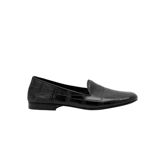 4000$ MARTEGANI 1891 Loafer Slip-On Shoes 100% ALLIGATOR Black  8 UK 9 US  42 IT