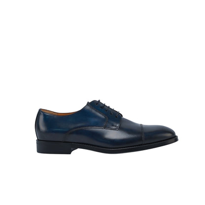 1200$ TESTONI "Salerno" Blue Navy Derby Shoes Brushed Calf 8 UK / 9 US / 42 IT