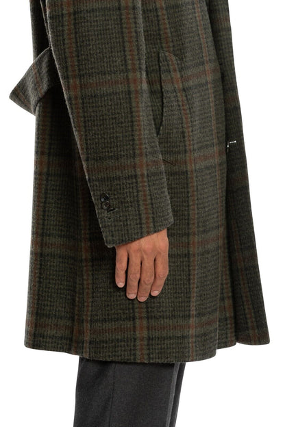 $1850 BOGLIOLI MILANO Checks Dark Green Coat Flannel Wool 38 US / 48 EU