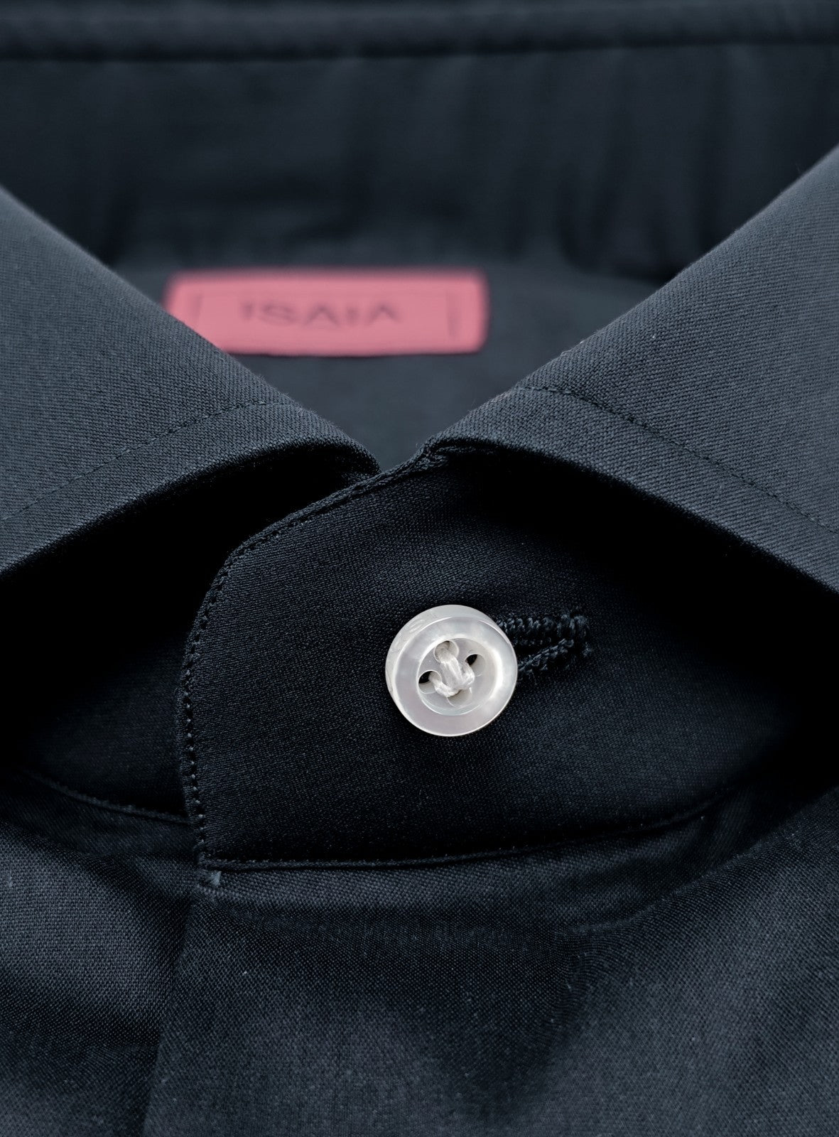 730$ ISAIA NAPOLI "Mix" Comfort Blue Navy Solid Dress Shirt Stretch Cotton