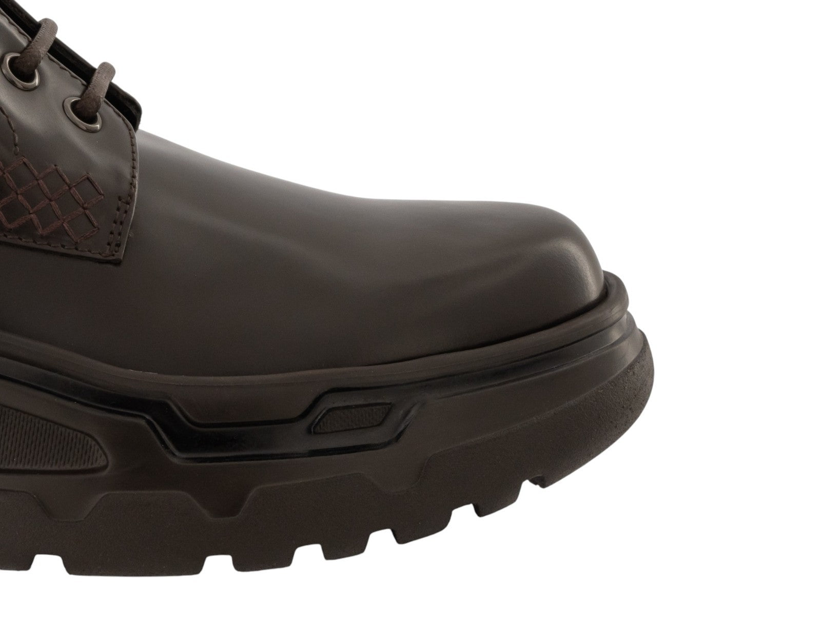 1620$ GIORGIO ARMANI Combat Boots Shoes Chocolate Leather 5.5 UK 6.5 US 39.5 IT