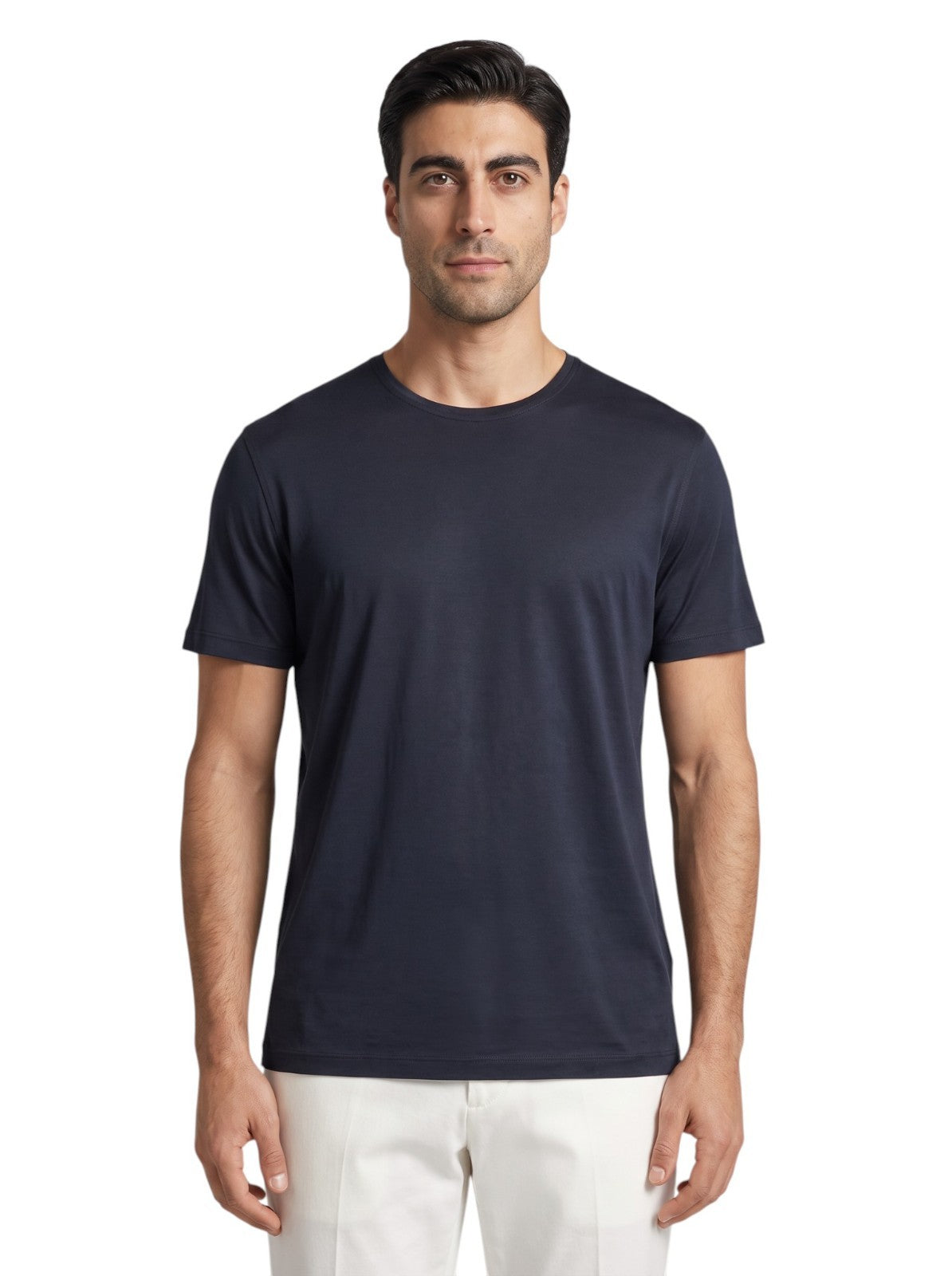 980$ ISAIA NAPOLI Blue Midnight T-Shirt Short Sleeve Jersey 100% Silk Size XXL