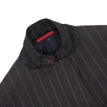 $6850 ISAIA NAPOLI "Gregorio" Dark Gray Suit Hand-Sewn Fine Wool Striped