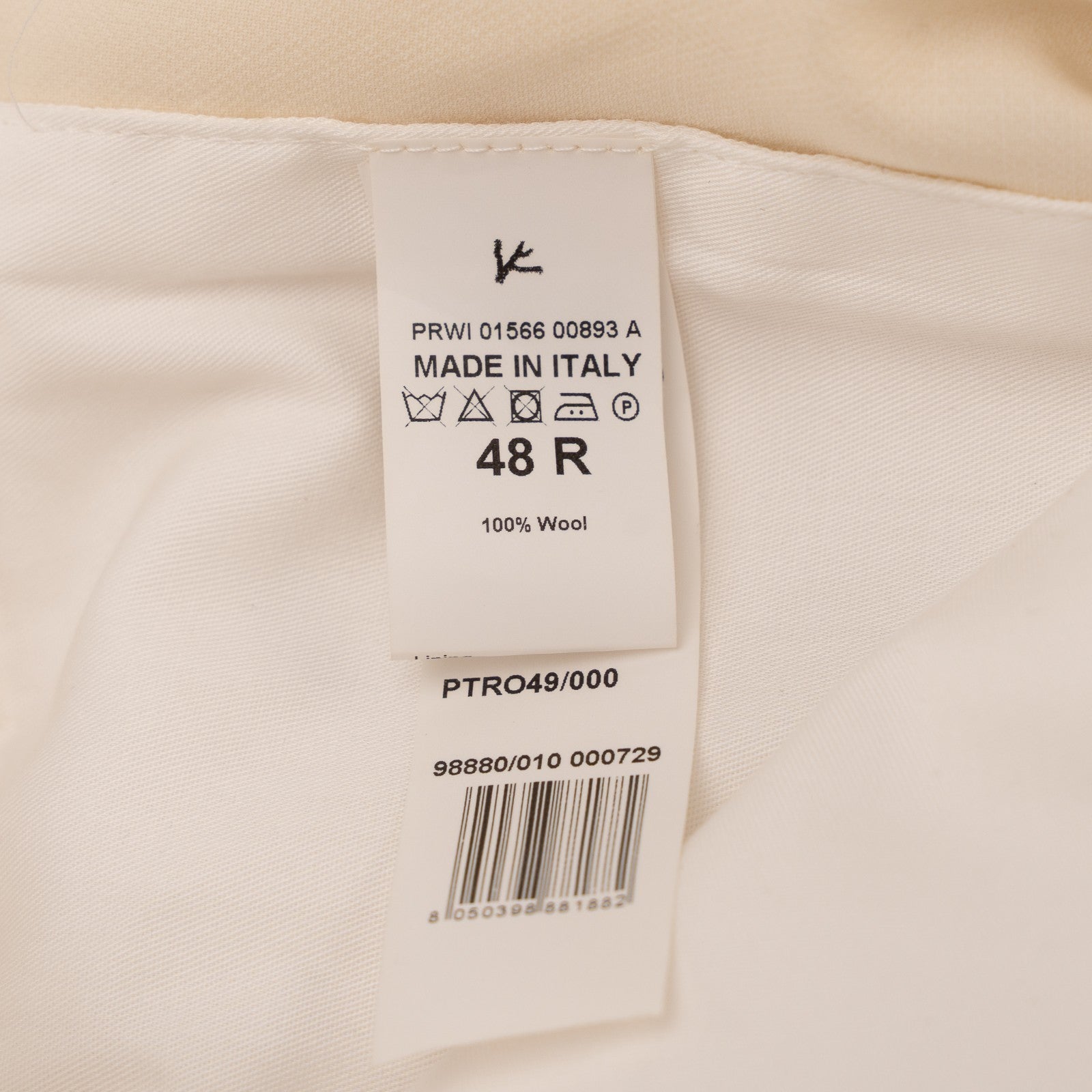 1450$ ISAIA NAPOLI Tapered Dress Pant Pleated Wool Cream 32 US / 48 EU R