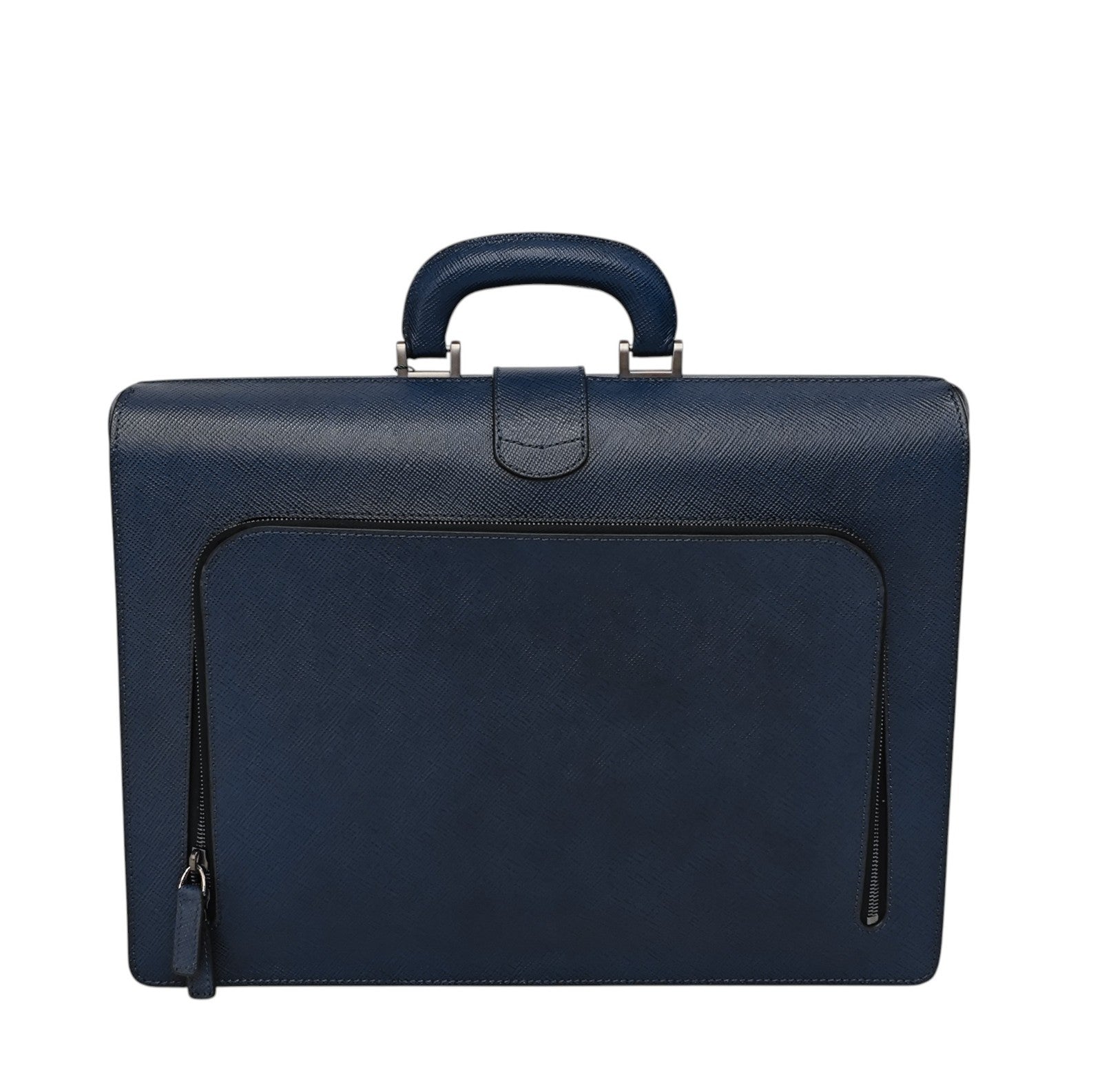 1530$ PINEIDER FIRENZE 1774 Diplomatic Briefcase Work Bag Blue Saffiano Calf