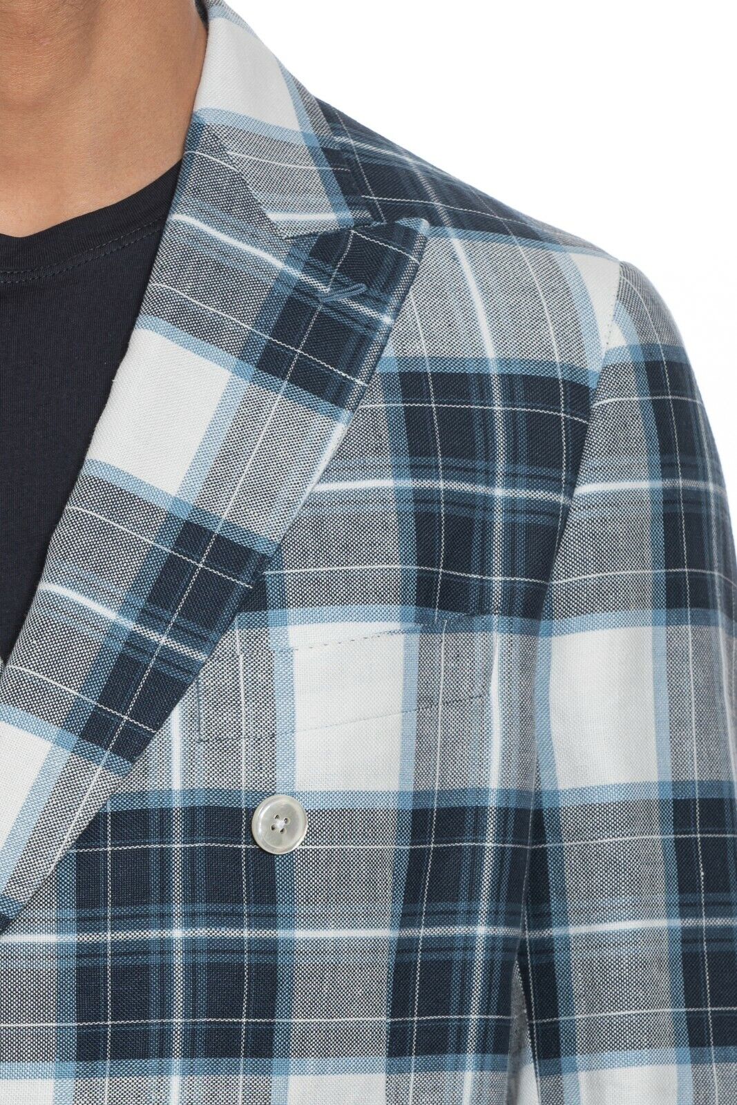 2150$ BELVEST Sartorial Double Breasted Jacket Check Linen Cotton JACKETINTHEBOX