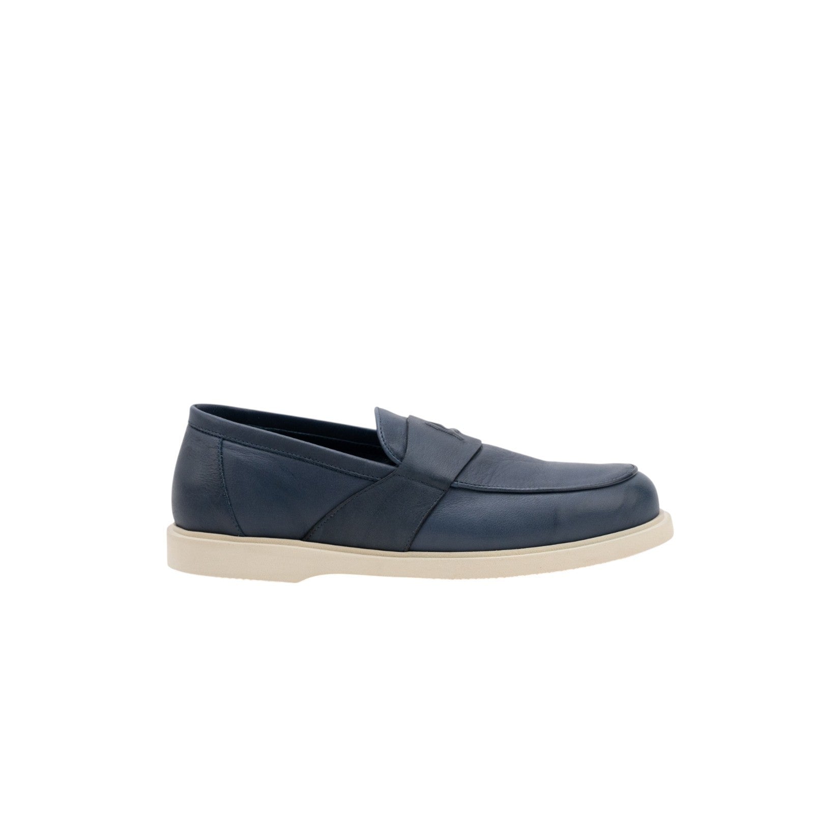 ISAIA NAPOLI "Logo" Blue Suede Leather Loafers Shoes 8 UK / 9 US / 42 IT