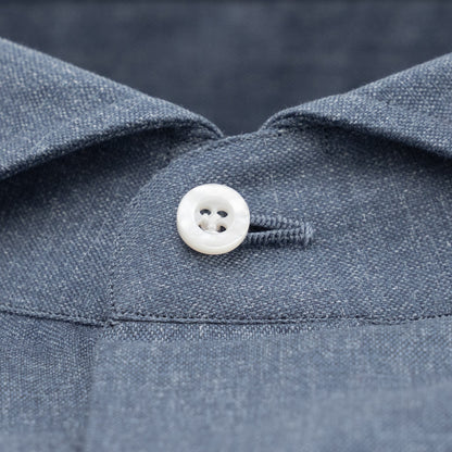 750$ ISAIA NAPOLI "Mix" Dress Shirt Blue Fine Lightwheight Cotton 15.75 - 40