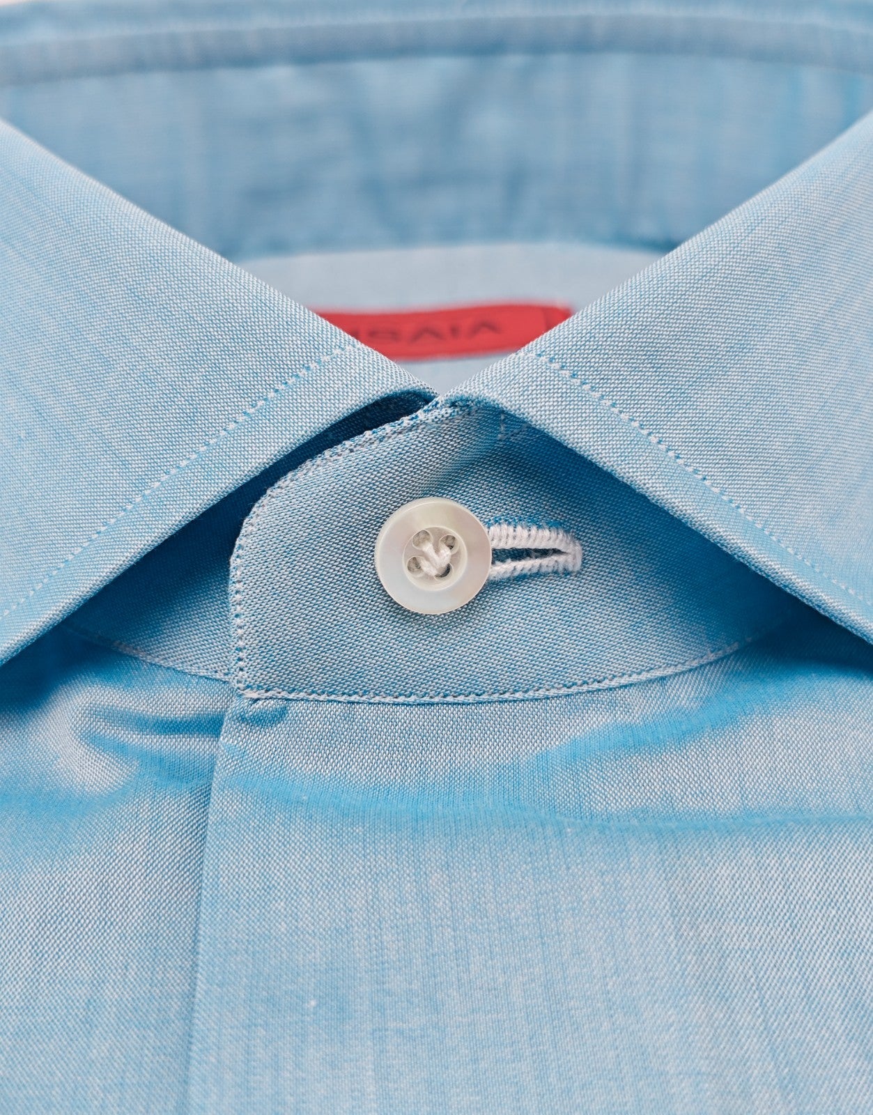 780$ ISAIA "Mix" Dress Shirt Blue Solid Lightwheight Cotton 15.5 - 39