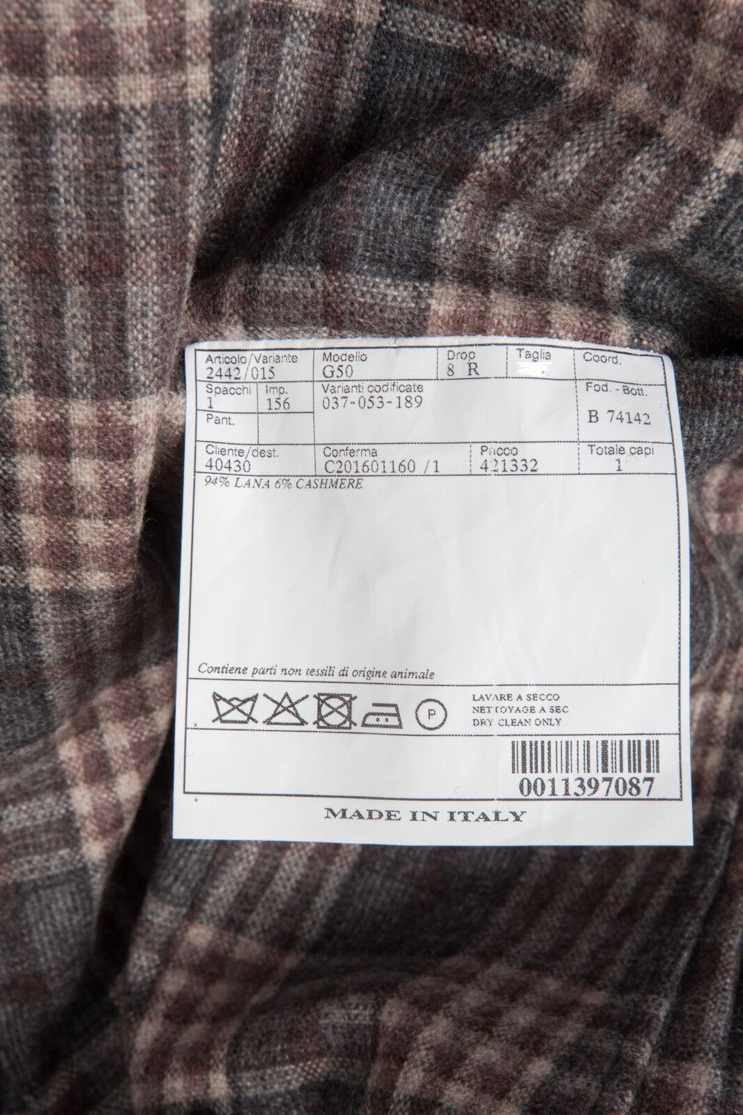 $1799 BELVEST Gray Wool Cashmere Check Jacket Blazer 40 US / 50 EU Drop 8R