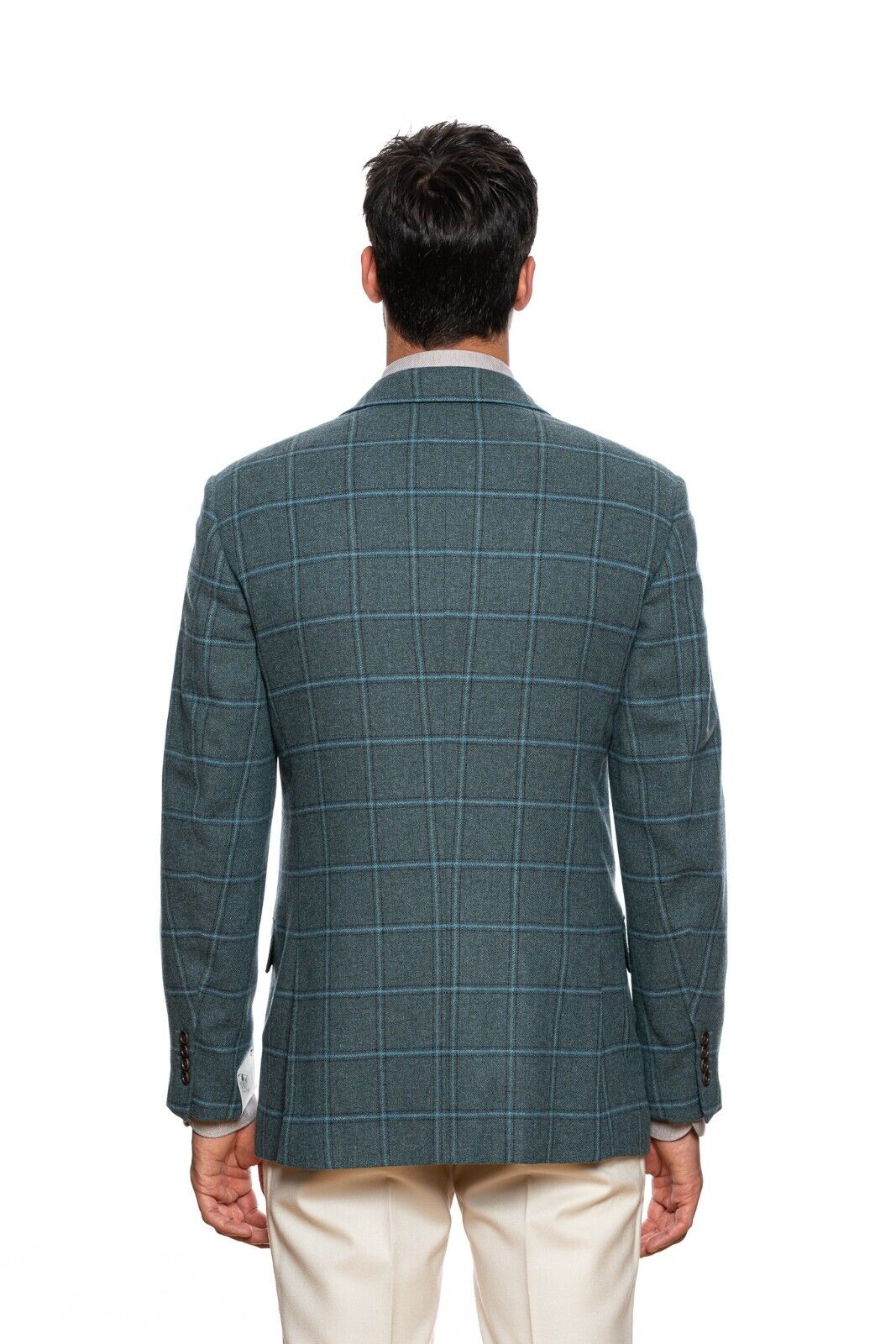 $2290 BELVEST Windowpane Green Wool Blend Jacket Blazer 39 US / 49 EU Drop 7R