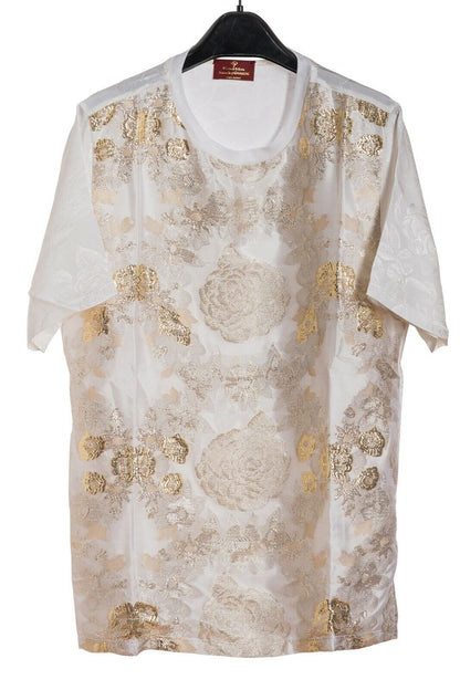 LUXURY 2900$ GERLIN T-Shirt REAL GOLD THREADS 24 karat 100% Silk   ZILLI