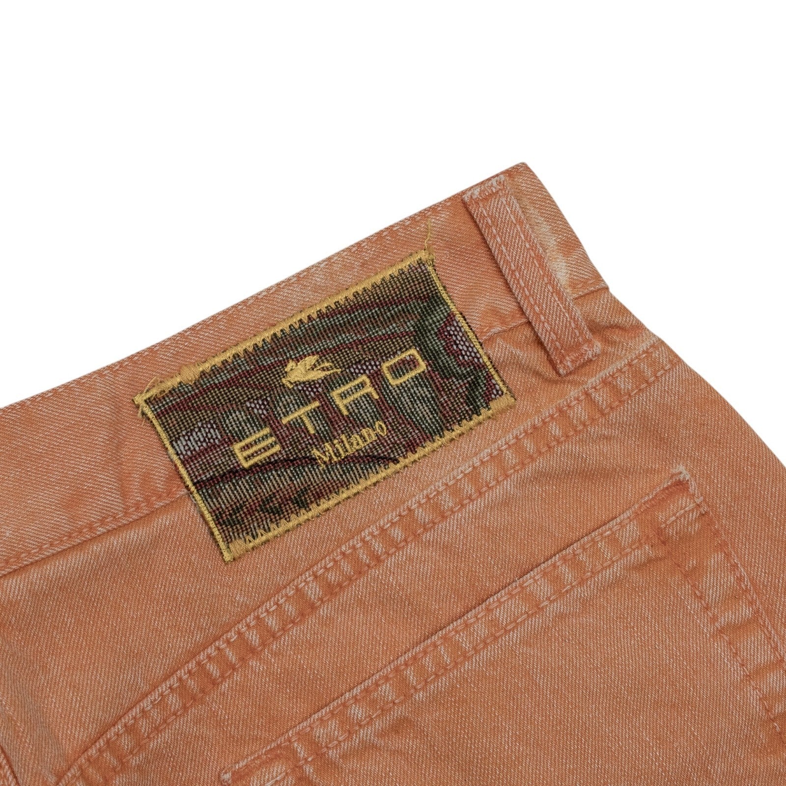 850$ ETRO MILANO Washed Orange Denim Cotton Jeans Pant Bootcut 32 US / 48 EU