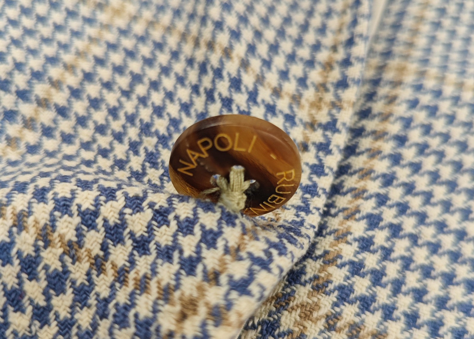 $1750 RUBINACCI NAPOLI Blue Checks Jacket Sport Coat 100% Linen 38 US / 48 EU