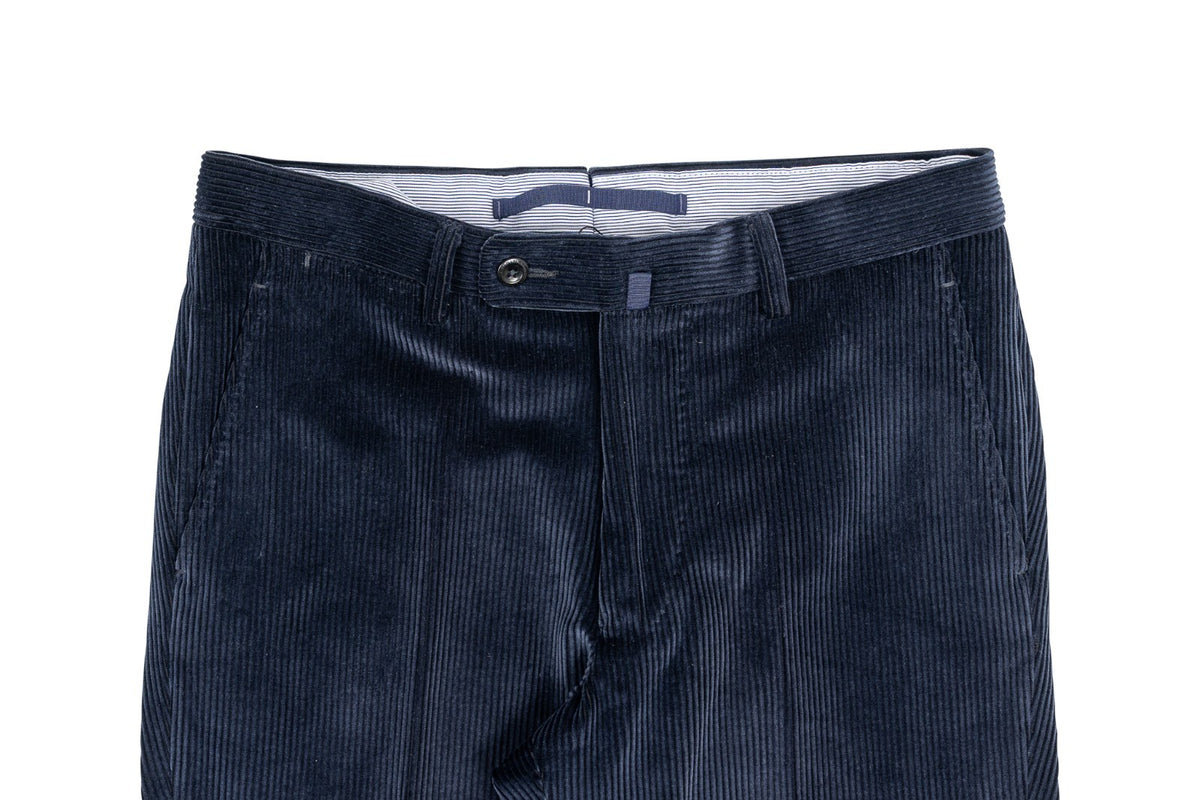 625$ RUBINACCI NAPOLI "Luca" Blue Cotton Corduroy Trouser Pant 30 US / 46 EU