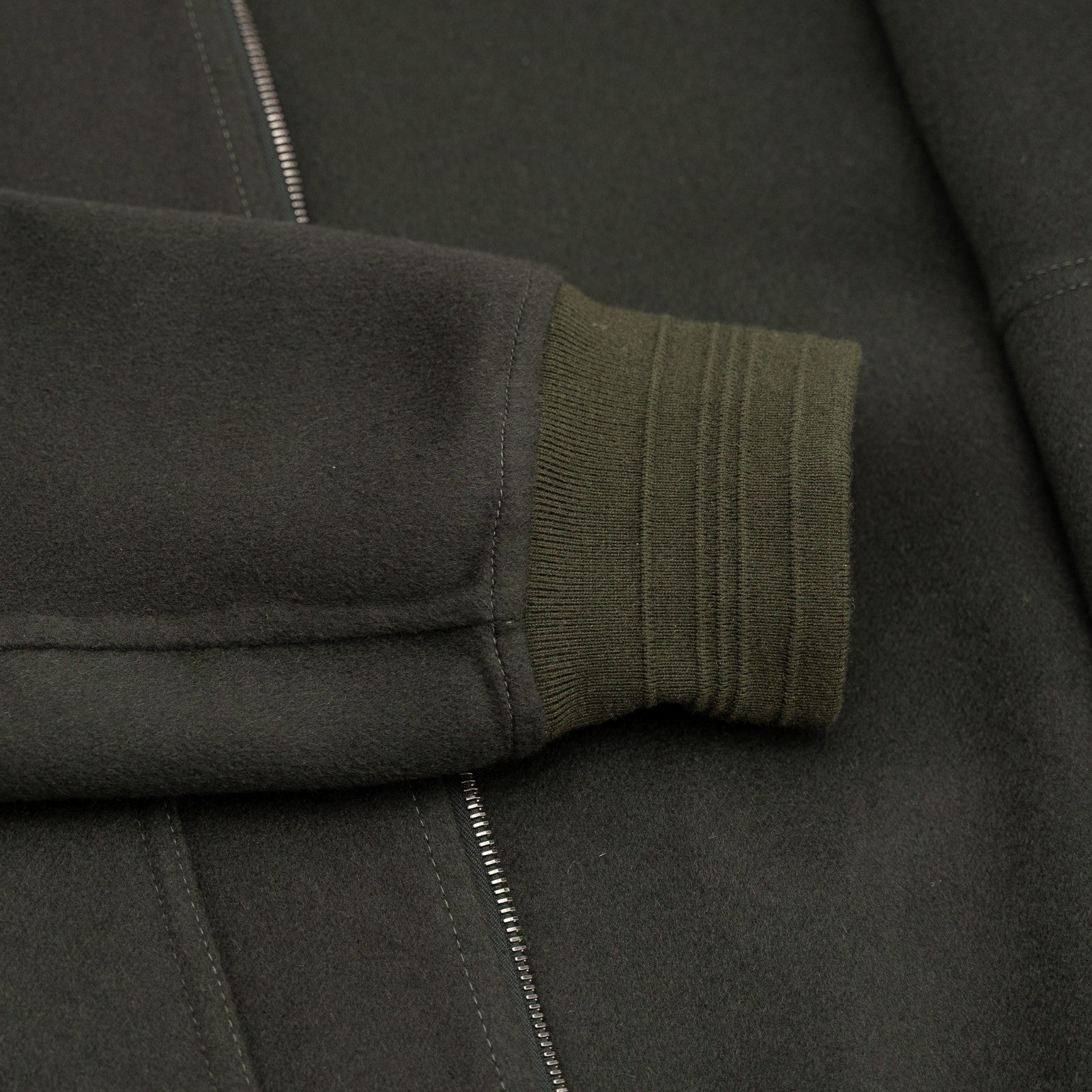 $4500 ISAIA NAPOLI Varsity Bomber Jacket Dark Green 100% Cashmere 40 US / 50 EU