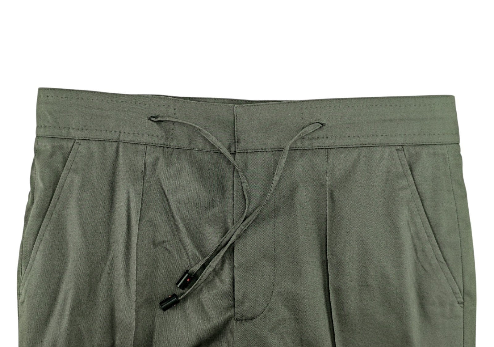 1650$ ISAIA Green Tapered Dress Drawstring Pant Fine Cotton 32 US / 48 EU R