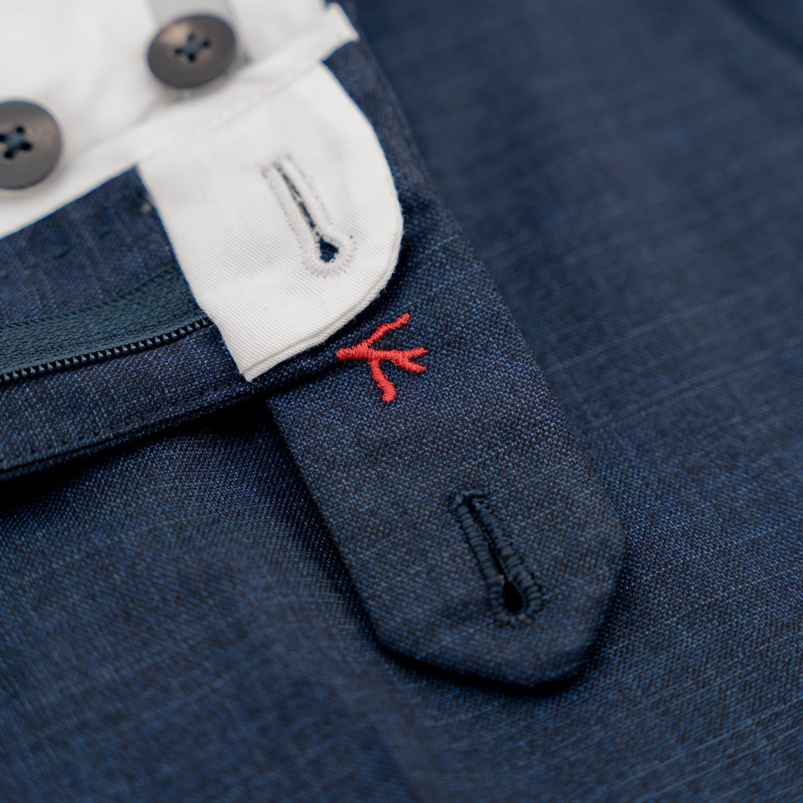 1550$ ISAIA Hand-Sewn Tapered Dress Pant Fine Wool Blue 36 US / 52 EU