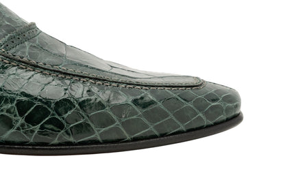 4500$ MARTEGANI 1891 Loafer Shoes 100% ALLIGATOR Green 7.5 UK / 8.5 US / 41.5 IT