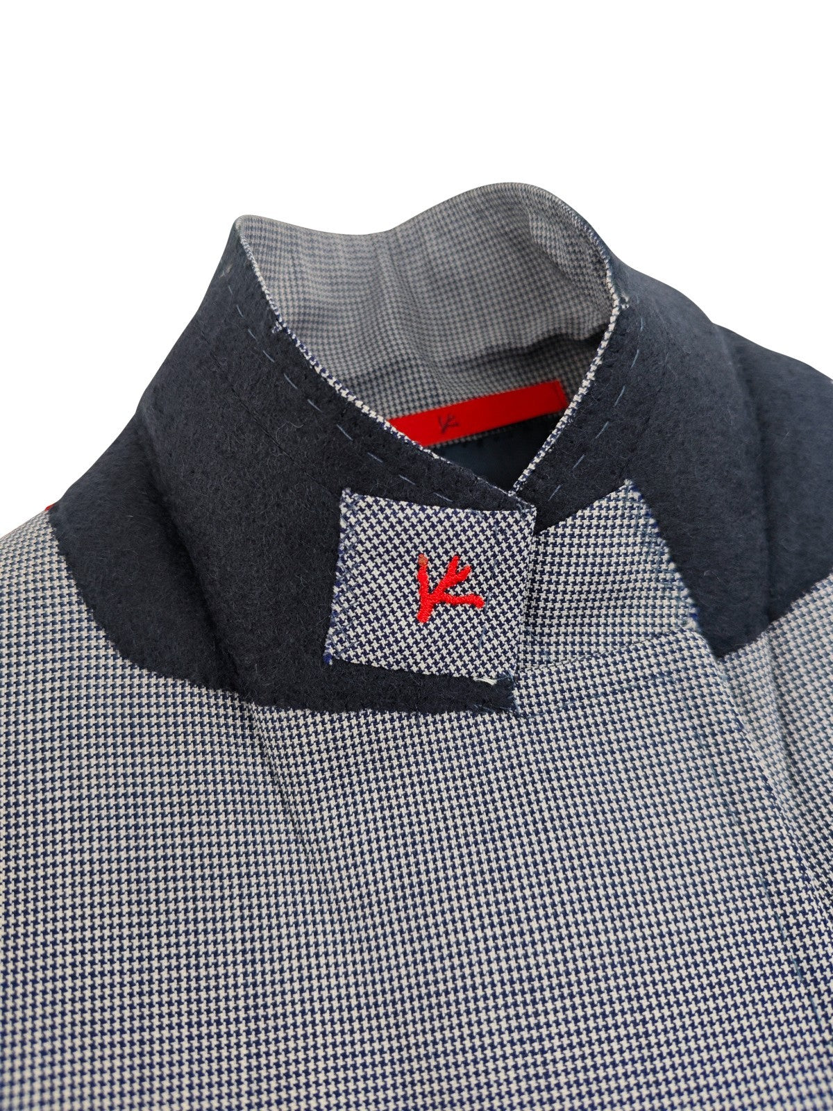 $4850 ISAIA NAPOLI Blue Houndstooth  Sport Coat Fine Wool 38 US / 48 EU 8R