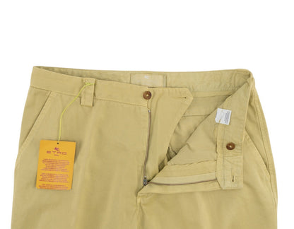 750$ ETRO MILANO Washed Yellow Cotton Twill Pant Straight Leg 30 US / 46 EU