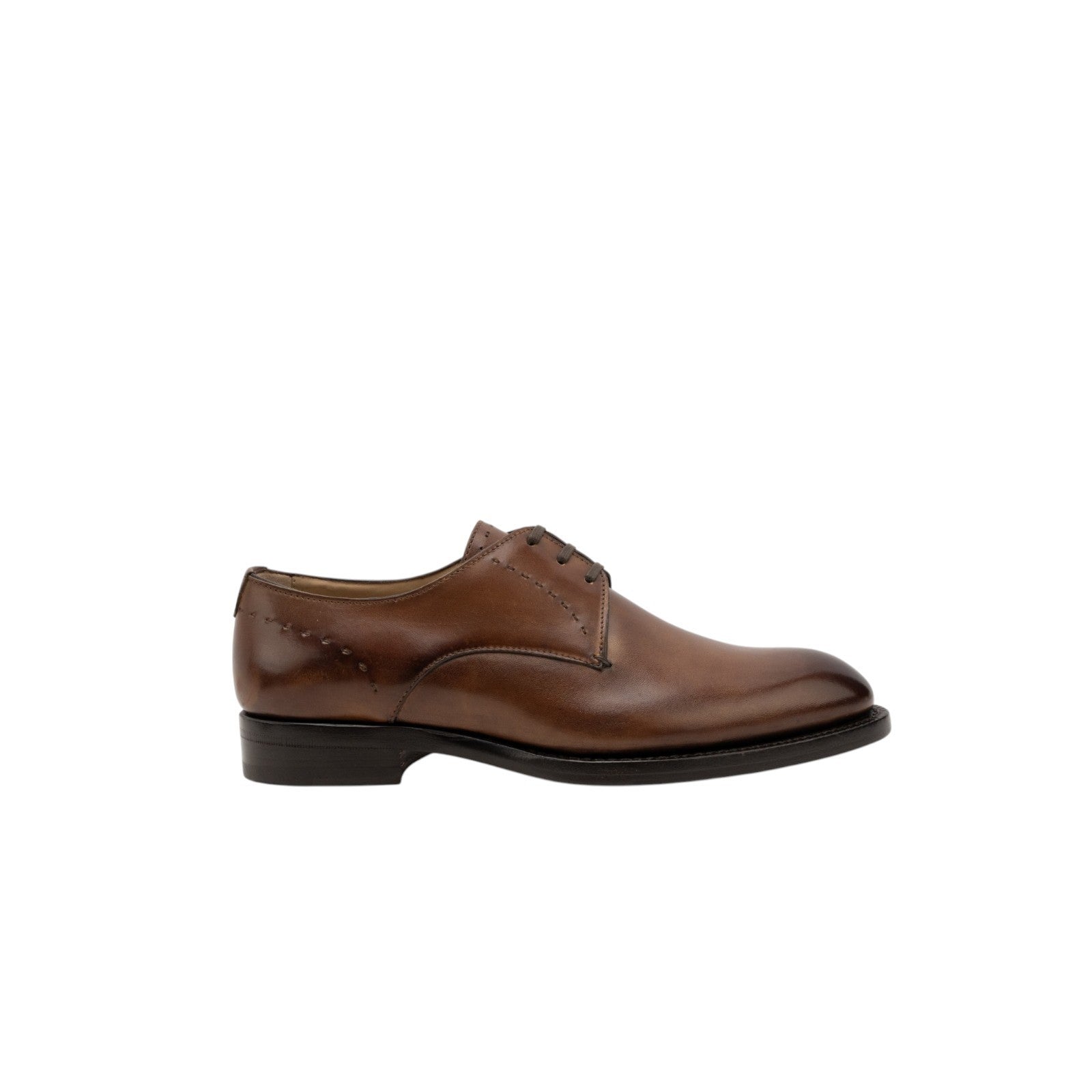 ISAIA NAPOLI Brown Caramel Derby Shoes Calf Leather Handmade 5 UK / 6 US / 39 IT