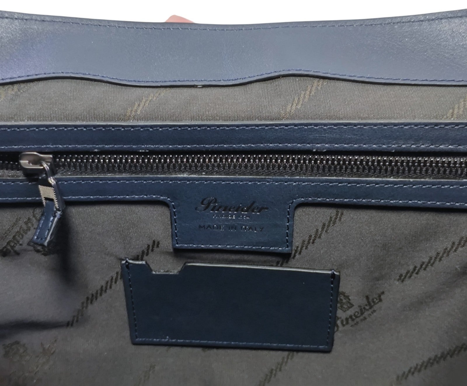 1050$ PINEIDER FIRENZE 1774 "Bottolato" Blue Grain Calf Work Messenger Bag