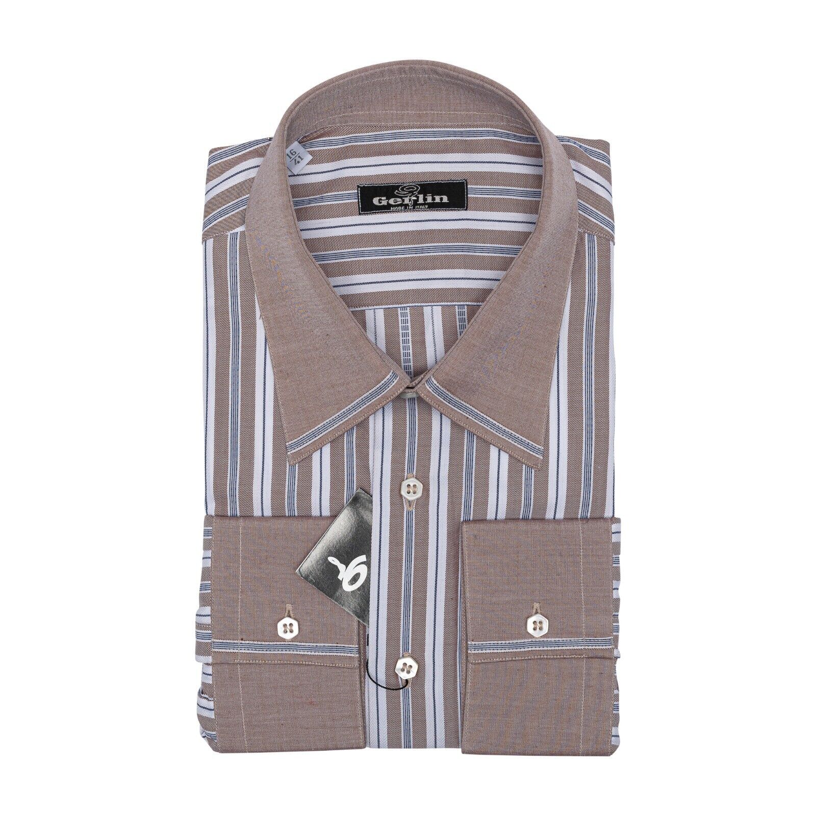 690$ LUXURY GERLIN Shirt Brown TWILL ALUMO Cotton 16 - 41 9N BIJAN