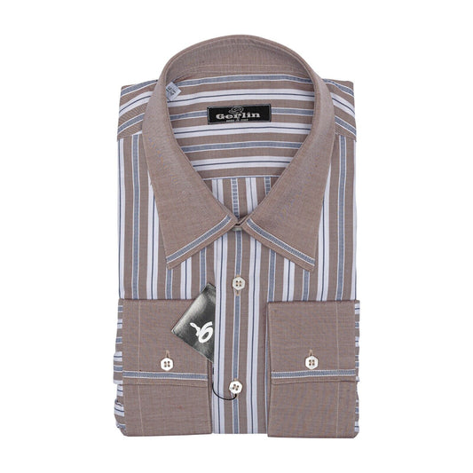 690$ LUXURY GERLIN Shirt Brown TWILL ALUMO Cotton 16 - 41 9N BIJAN