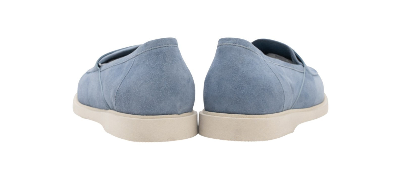 ISAIA NAPOLI "Logo" Light Blue Suede Leather Loafers Shoes 8 UK / 9 US / 42 IT