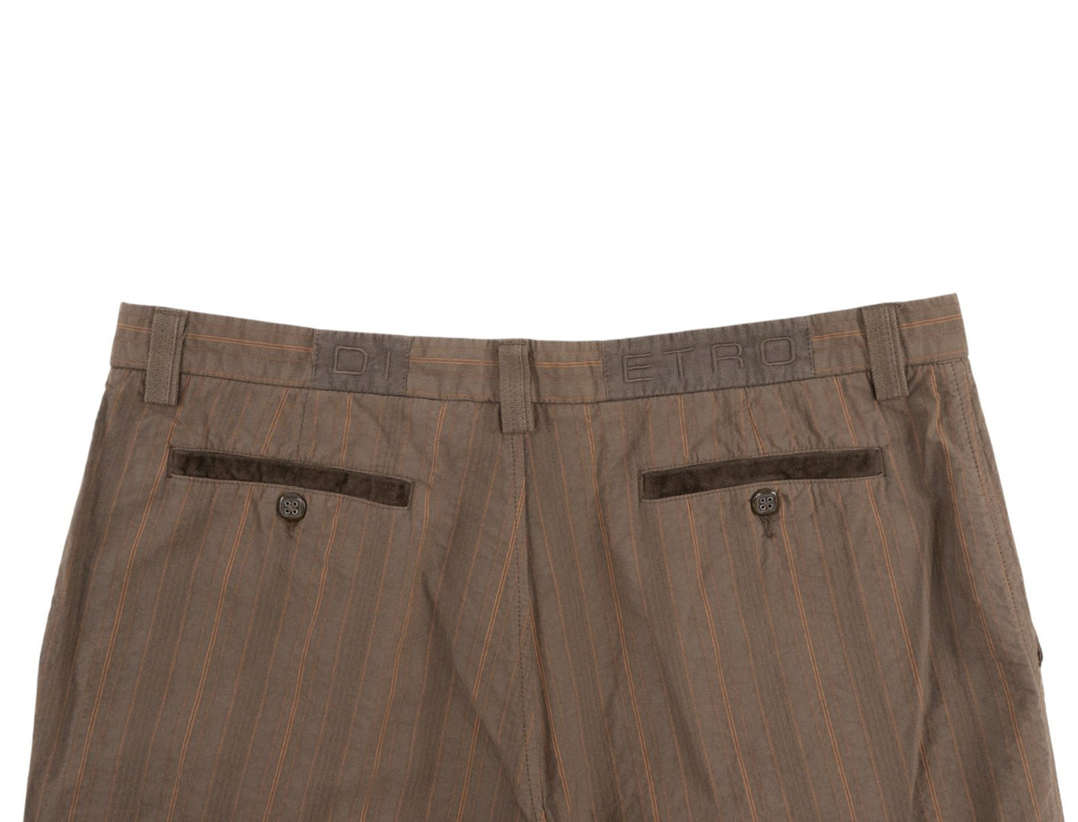 780$ ETRO MILANO Chocolate Brown Seersucker Cotton Pant Straight Leg